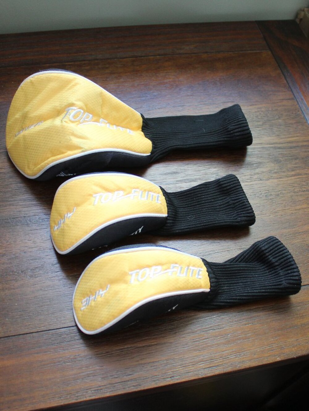 3 Golf Club Head Covers - Top Flite - Yellow & Black - Driver / 3HY / 4HY